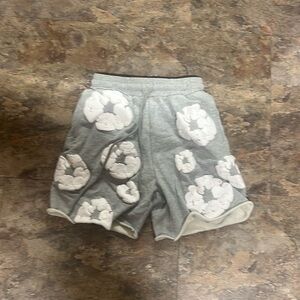 Grey White Denim Tears Cotton Pattern Shorts
